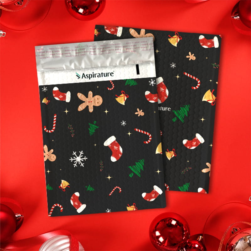 Customizable Christmas Gingerbread Print Poly Bubble Mailer